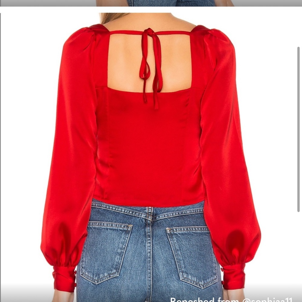 Revolve x Privacy Please Yates Top Red Satin NWT - image 4